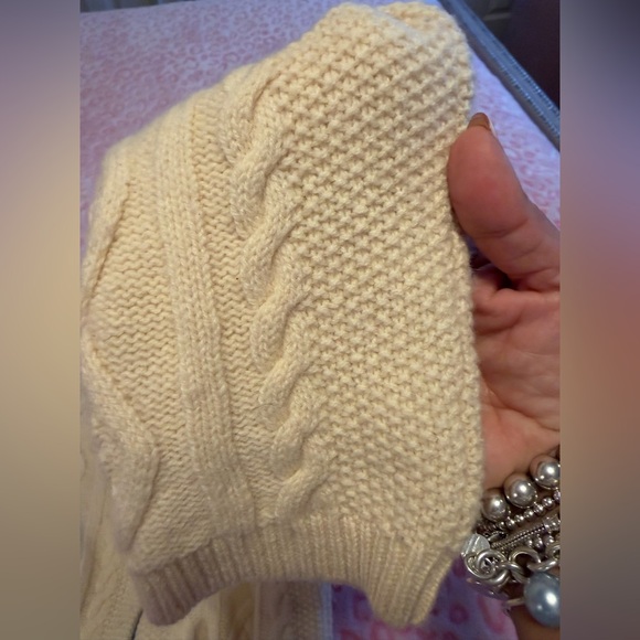 Ralph Lauren Lambs Wool Cream Cable Knit Sweater Cardigan Size: M - Picture 9 of 10